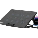 Porodo Gaming 8-Fan Ergonomic Laptop Cooling Stand with Built-In Phone Slot