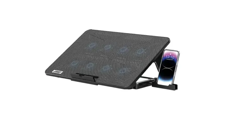 Porodo Gaming 8-Fan Ergonomic Laptop Cooling Stand with Built-In Phone Slot