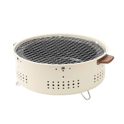 Porodo Lifestyle Camping Mini Outdoor Round BBQ/Charcoal Grill - Light Brown