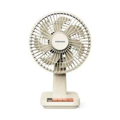 Porodo Lifestyle Chillo Portable Desk Fan with Oscillating Function & Indicator Lights - Beige
