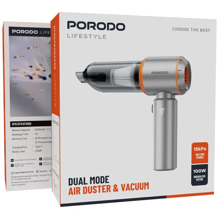 Porodo Lifestyle Dual Mode Air Duster & Vacuum - Black