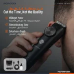 Porodo Lifestyle Kron Hair Trimmer with Detachable Comb - Black