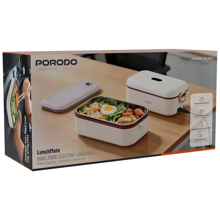 Porodo Lifestyle LunchMate Dual Mode Electric Lunch Box - White