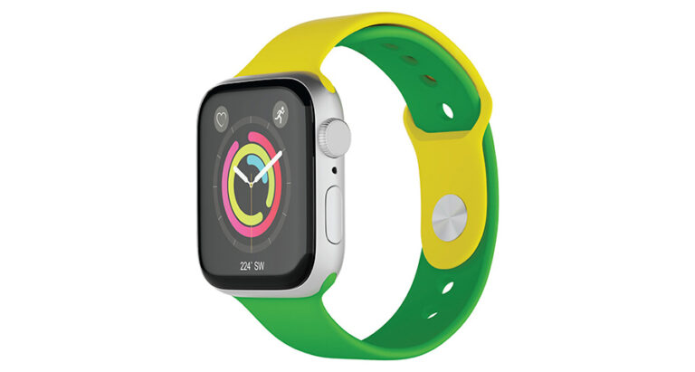 Porodo Lifestyle Silicone Brazil Flag Watch Strap - Yellow/Green