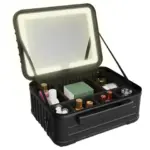 Porodo Lifestyle Travel Makeup Bag with Detachable LED Mirror - Black