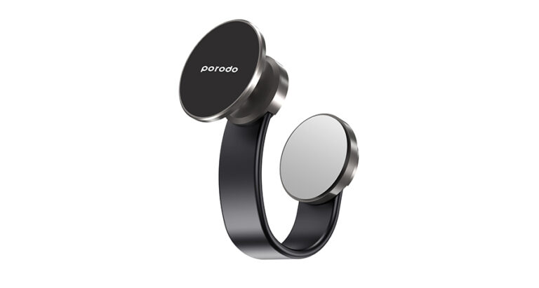 Porodo Magesafe N52 Magnetic Head and Suction Base Car Mount With Flexible body - Black