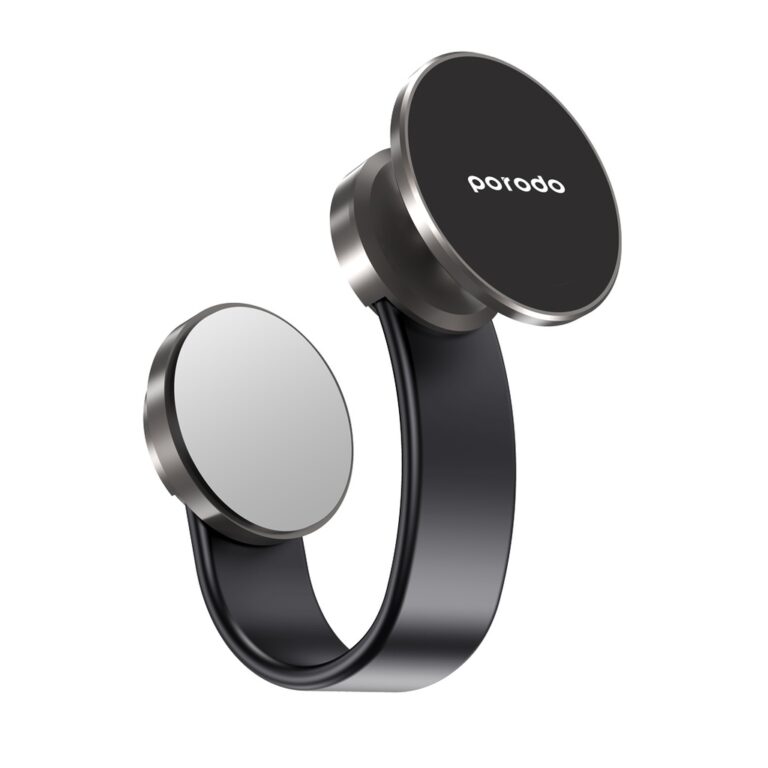 Porodo Magesafe N52 Magnetic Head and Suction Base Car Mount With Flexible body - Black