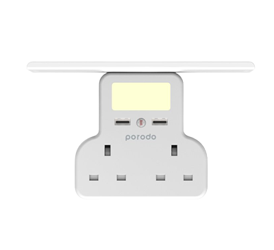 Porodo Multi-Function Power Socket and Night Light 13A 12W, Universal Power Adapter Socket
