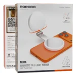 Porodo Nura Magnetic Fill Light Mirror with 360° Phone Stand - White