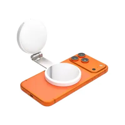 Porodo Nura Magnetic Fill Light Mirror with 360° Phone Stand - White