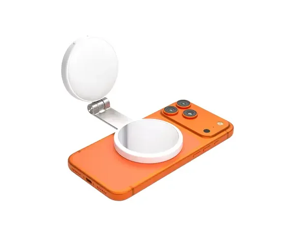Porodo Nura Magnetic Fill Light Mirror with 360° Phone Stand - White