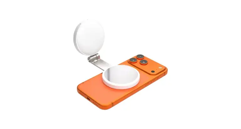 Porodo Nura Magnetic Fill Light Mirror with 360° Phone Stand - White