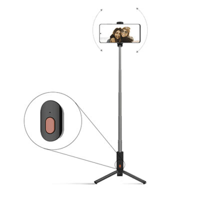 Porodo Selfie Stick with Tripod ( Detachable Remote Shutter ) - Black