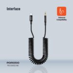 Porodo Type C to AUX Coil Cable 1.2M - Black