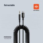 Porodo Type C to AUX Coil Cable 1.2M - Black