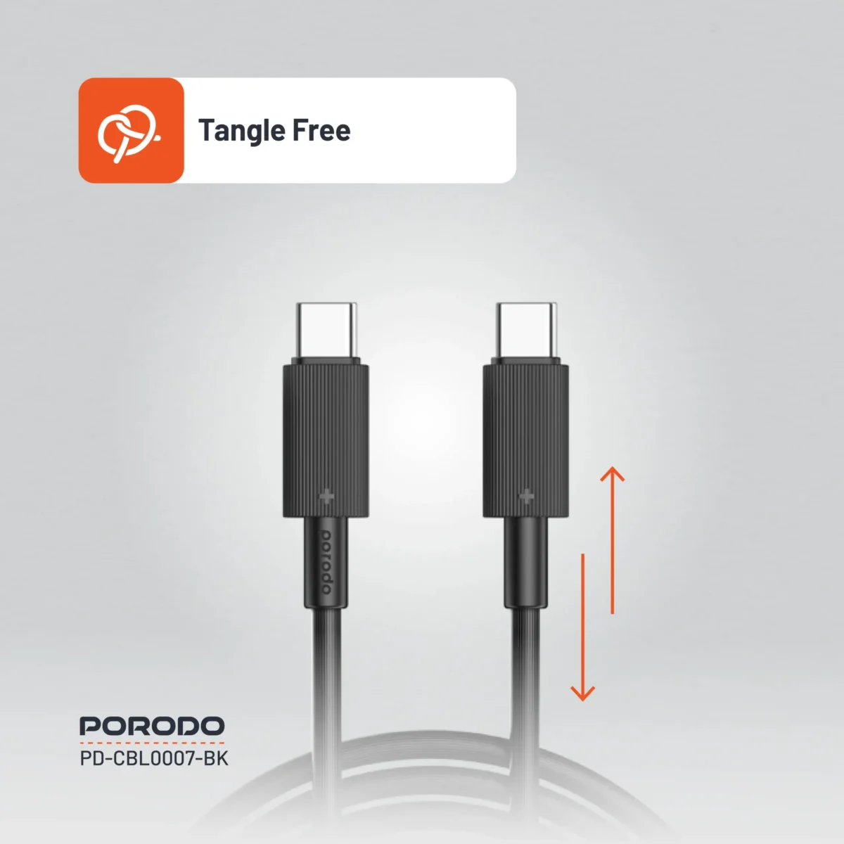 Porodo USB-C to USB-C Durable Charging Cable 3M Black