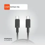 Porodo USB-C to USB-C Durable Charging Cable 3M Black