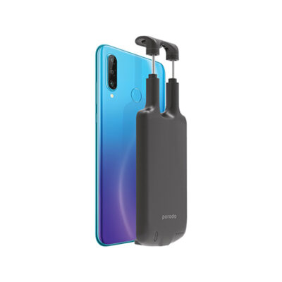 Porodo Universal Battery Case 4000mAh with Type-C Connector and Adjustable Clip - Black