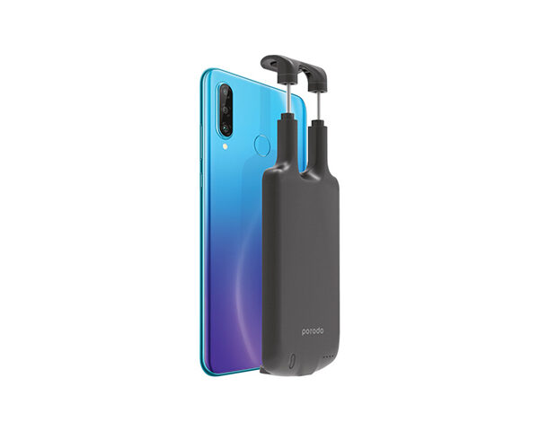 Porodo Universal Battery Case 4000mAh with Type-C Connector and Adjustable Clip - Black