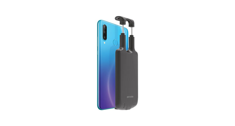 Porodo Universal Battery Case 4000mAh with Type-C Connector and Adjustable Clip - Black