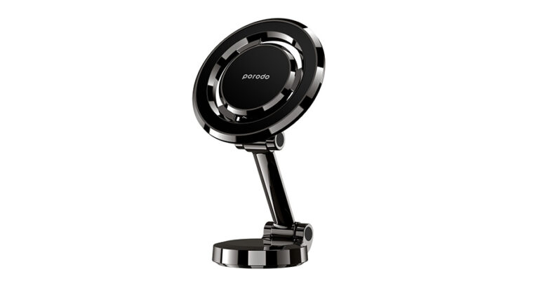 Porodo Universal Magnetic Car Mount with Double Folding and Double Rotation - Black