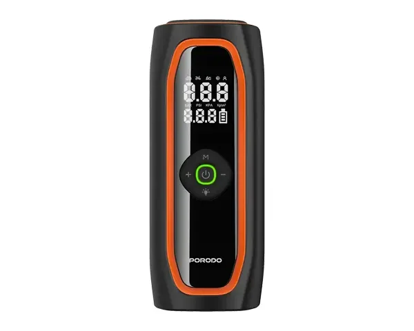Porodo Voltair Car Tire Inflator with Real-time Pressure Display - Black