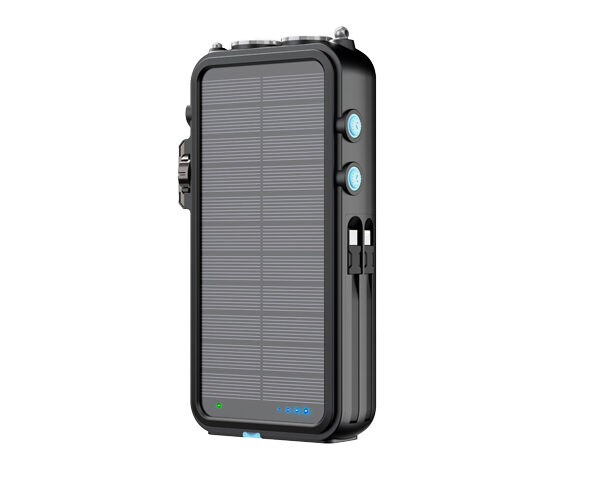 Powerology 16000mAh Solar Power Bank with FM Radio Speaker and Lights