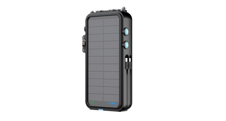 Powerology 16000mAh Solar Power Bank with FM Radio Speaker and Lights