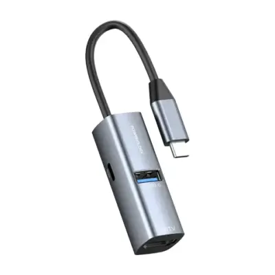 Powerology Aluminum Mini USB-C Hub - Black