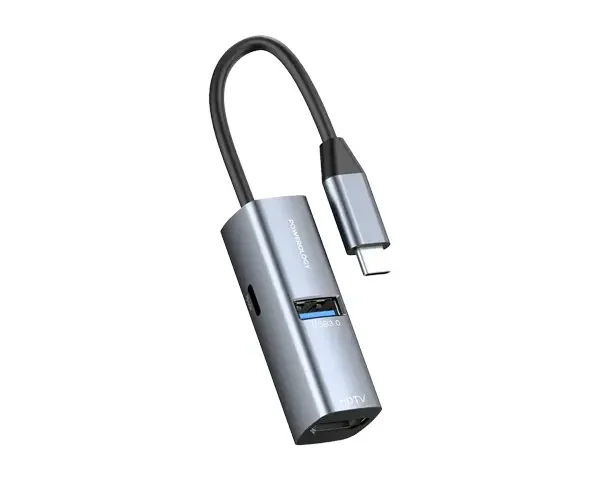 Powerology Aluminum Mini USB-C Hub - Black
