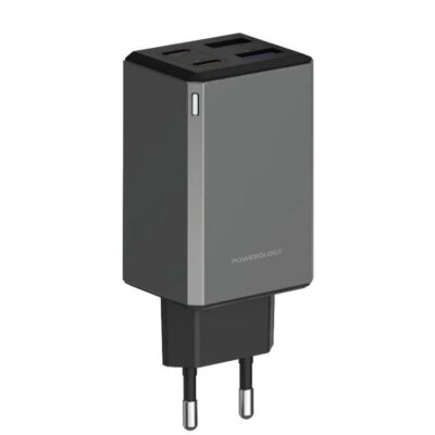 Powerology PD 65W GaN Multi-Port Travel Adapter - Gray