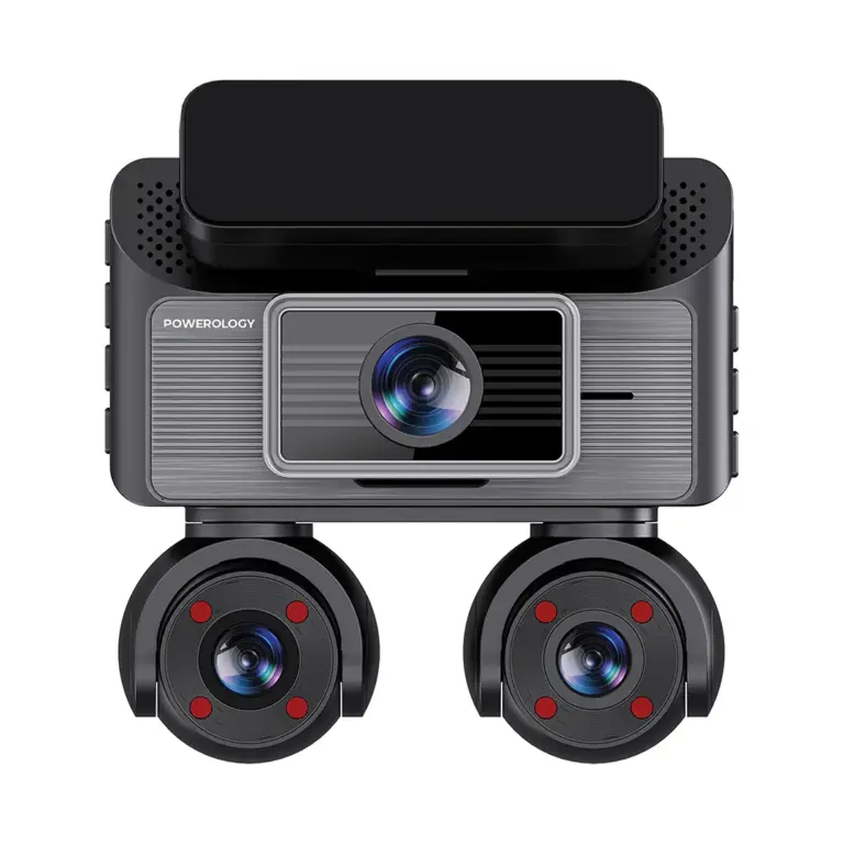 Powerology Sentra Dash Camera with 3 Lenses and Rear Camera - Black