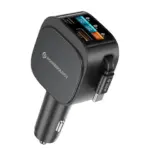 Powerology VoltMax 130W Pro Fast Car Charger with Retractable Cable - Black