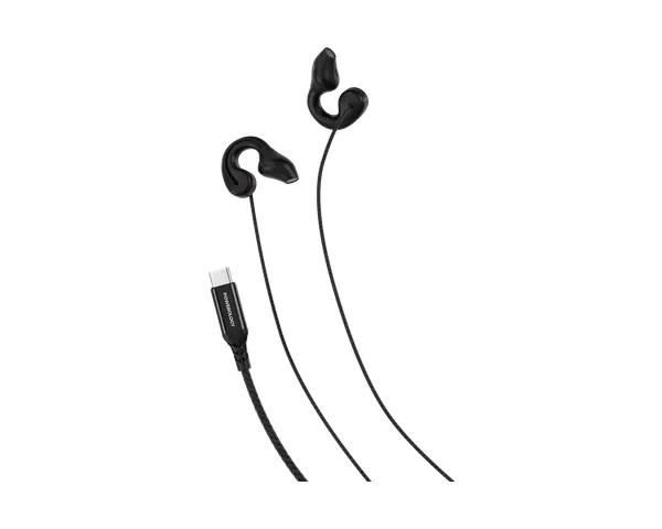 Powerology Voro Earhook USB-C Wired Earphones - Black