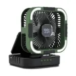 Green Lion 3-In-1 Solar Fan with Light & Power Bank - Black