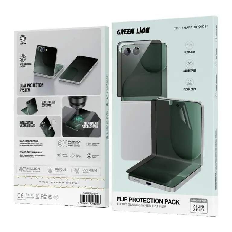 Green Lion Flip Protection Pack for Z Flip 8 & 7 - Black
