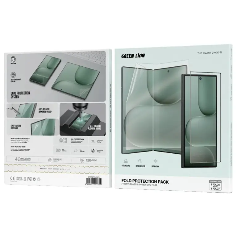 Green Lion Fold Protection Pack with Front Glass & Inner EPU Film for Z Fold 8 Ultra & Z Fold 7 - Clear