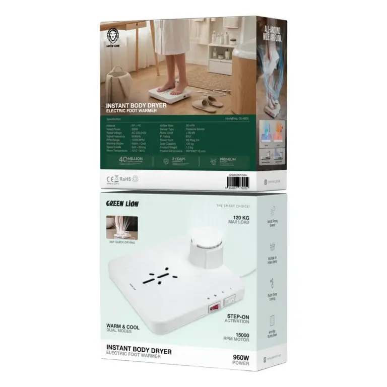 Green Lion Instant Body Dryer & Electric Foot Warmer - White
