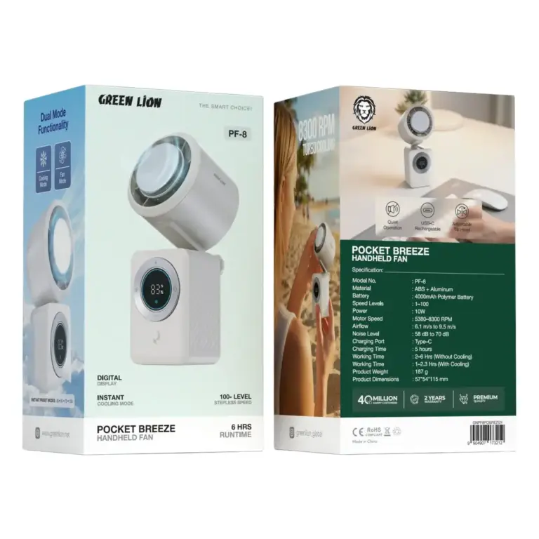 Green Lion Pocket Breeze Handheld Fan - Grey