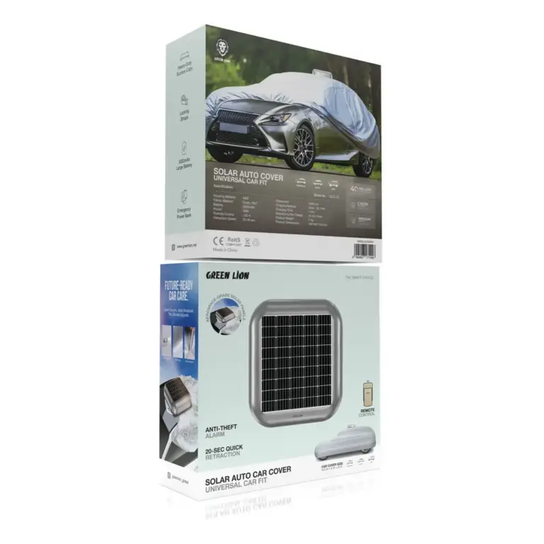 Green Lion Solar Auto Car Cover - Grey