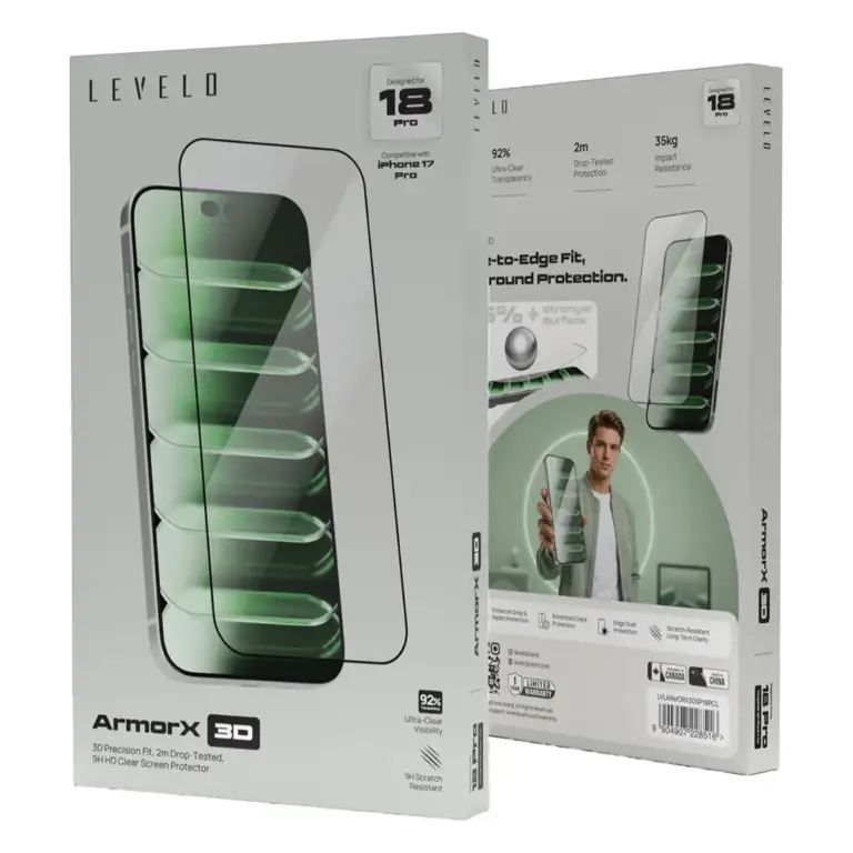 Levelo ArmorX 3D Screen Protector for iPhone 18 Pro/Pro Max - Clear
