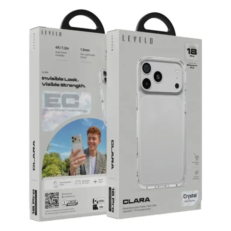 Levelo Clara Clear Case for iPhone 18 Pro & Pro Max - Clear