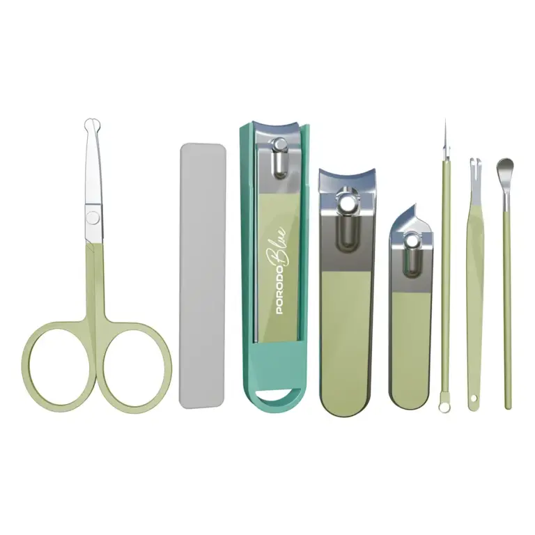 Porodo Blue 8-In-1 Portable Nail Clipper Set with Compact Personal Care Kit
