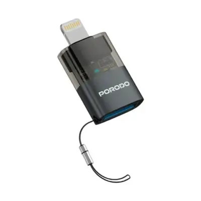 Porodo MiniLink Transparent OTG Adapter USB-A to Lightning - Grey