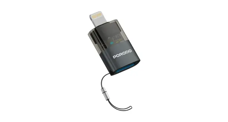 Porodo MiniLink Transparent OTG Adapter USB-A to Lightning - Grey