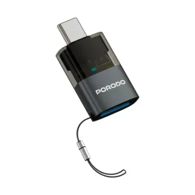 Porodo MiniLink Transparent OTG Adapter USB-A to USB-C - Grey