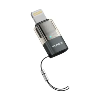 Porodo MiniLink Transparent OTG Adapter USB-C to Lightning - Grey