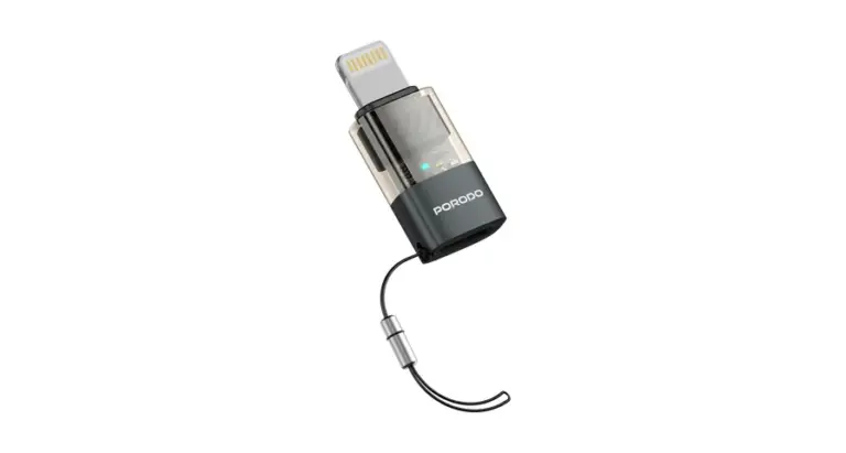 Porodo MiniLink Transparent OTG Adapter USB-C to Lightning - Grey