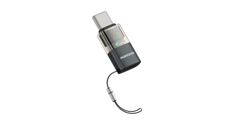 Porodo MiniLink Transparent OTG Adapter Lightning to USB-C - Grey