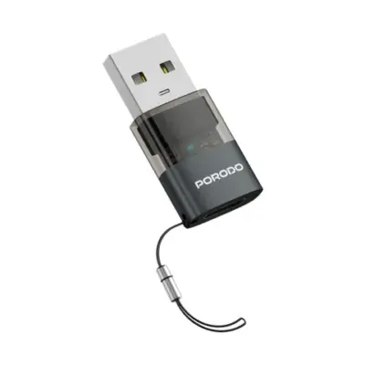 Porodo Minilink Transparent OTG Adapter USB-C to USB-A - Grey